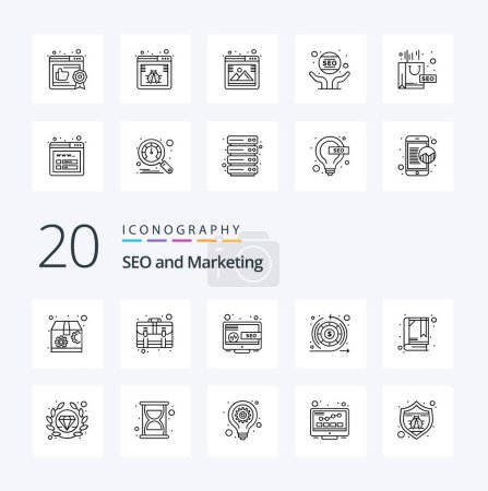 Ilustración de 20 Seo Line icono Pack como folleto garantía escritorio volver ganancias - Imagen libre de derechos