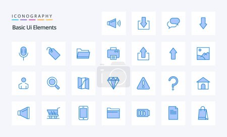 Illustration for 25 Basic Ui Elements Blue icon pack - Royalty Free Image