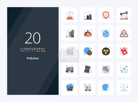Illustration for 20 Pollution Flat Color icon for presentation - Royalty Free Image