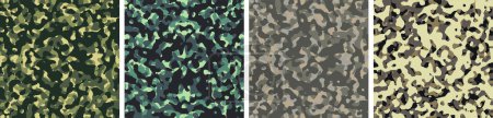 Illustration for 4 Camouflage Background Set Pattern Design Vector - Royalty Free Image