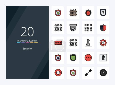 Illustration for 20 Security line Filled icon for presentation - Royalty Free Image