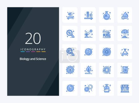 Téléchargez les illustrations : 20 Biologie Icône de couleur bleue pour la présentation - en licence libre de droit