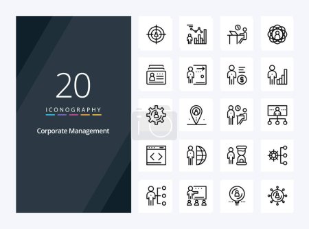Illustration for 20 Corporate Management Outline icon for presentation - Royalty Free Image