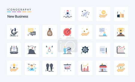 Ilustración de 25 Nuevo paquete de iconos de color plano de negocios - Imagen libre de derechos