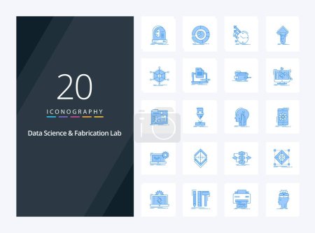Téléchargez les illustrations : 20 Data Science And Fabrication Lab icône de couleur bleue pour la présentation - en licence libre de droit