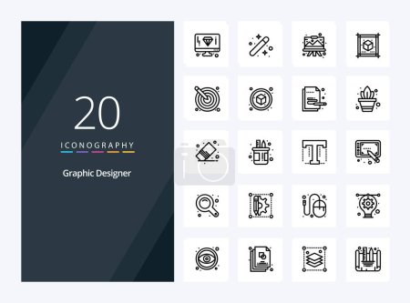 Téléchargez les illustrations : 20 Graphic Designer icône de contour pour la présentation - en licence libre de droit
