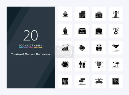 Illustration for 20 Tourism And Outdoor Recreation Solid Glyph icon for presentation - Royalty Free Image