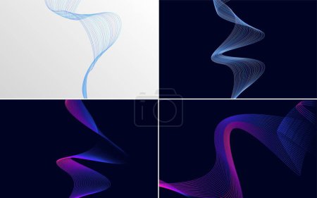 Illustration for Our pack of 4 vector backgrounds includes waving lines and geometric patterns - Royalty Free Image