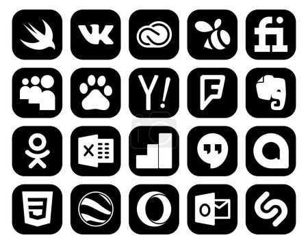Ilustración de 20 Paquete de iconos de redes sociales Incluyendo Google allo. google analytics. baidu. Excelente. evernote - Imagen libre de derechos