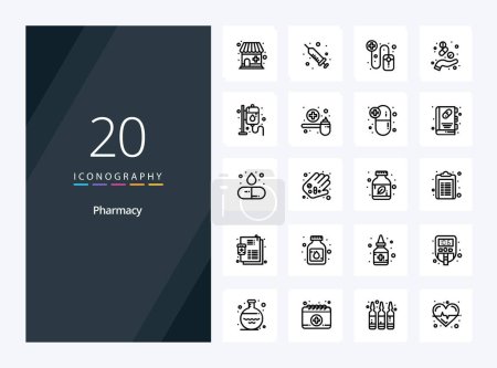 Téléchargez les illustrations : 20 icône de contour de pharmacie pour la présentation - en licence libre de droit