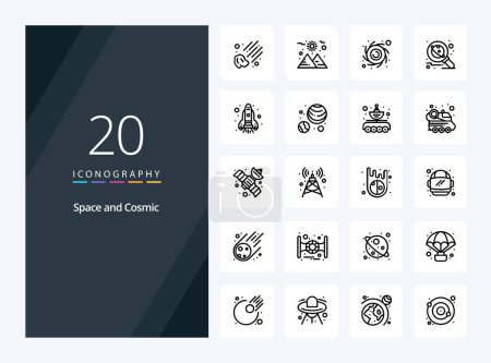 Illustration for 20 Space Outline icon for presentation - Royalty Free Image