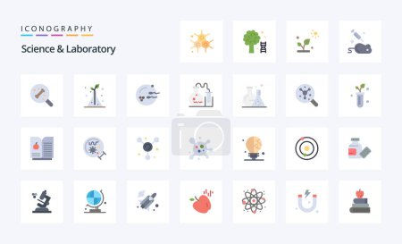 Ilustración de 25 paquete de iconos de color plano de ciencia - Imagen libre de derechos