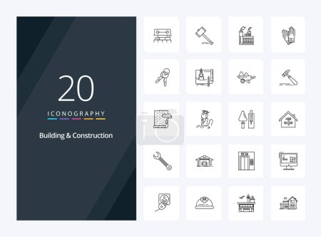Téléchargez les illustrations : 20 Bâtiment et construction icône de contour pour la présentation - en licence libre de droit
