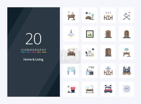 Illustration for 20 Home And Living Flat Color icon for presentation - Royalty Free Image