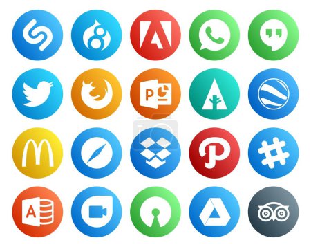 Ilustración de 20 Paquete de iconos de redes sociales Incluyendo holgura. dropbox. navegador. navegador. mcdonalds - Imagen libre de derechos
