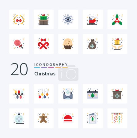 Ilustración de 20 Icono de Color Plano de Navidad Pack como presente árbol de correo calendario de Navidad - Imagen libre de derechos