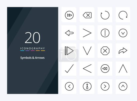 Téléchargez les illustrations : 20 symboles flèches icône de contour pour la présentation - en licence libre de droit