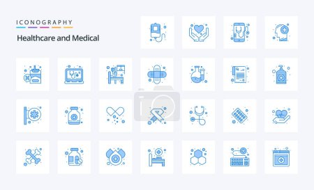 Téléchargez les illustrations : Pack icône bleu médical 25 - en licence libre de droit