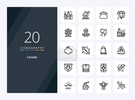Illustration for 20 Canada Outline icon for presentation - Royalty Free Image