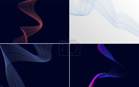 Illustration for Modern wave curve abstract vector background pack for flyers. presentations. and brochures - Royalty Free Image