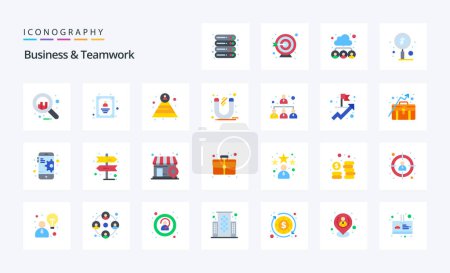Ilustración de 25 Negocios y trabajo en equipo Paquete de iconos de color plano - Imagen libre de derechos