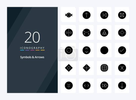 Ilustración de 20 Símbolos Flechas Solid Glyph icono para la presentación - Imagen libre de derechos