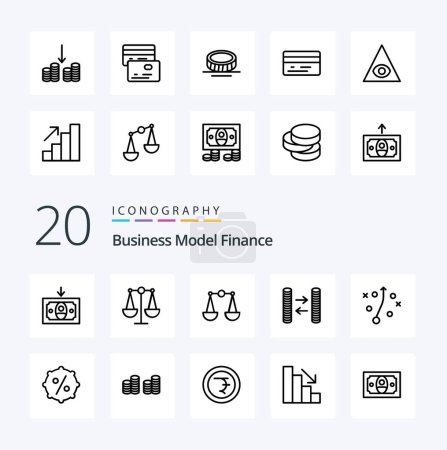 Téléchargez les illustrations : 20 icône Finance Line Pack comme analytique de croissance argent pyramide oeil - en licence libre de droit