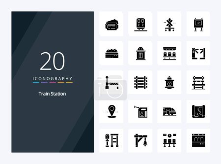Illustration for 20 Train Station Solid Glyph icon for presentation - Royalty Free Image
