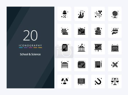 Illustration for 20 School And Science Solid Glyph icon for presentation - Royalty Free Image
