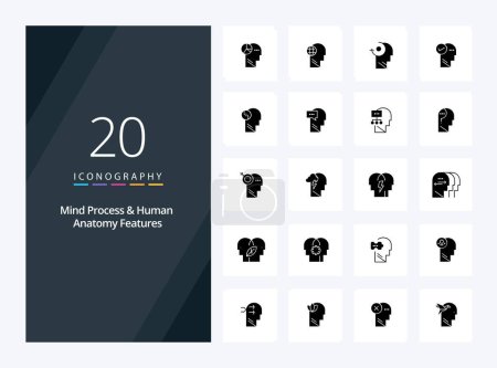 Ilustración de 20 Proceso mental y características humanas icono de glifo sólido para la presentación - Imagen libre de derechos
