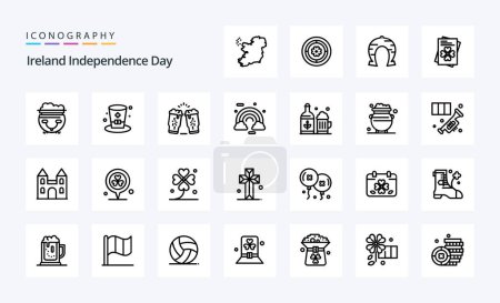 Téléchargez les illustrations : Pack icône Irlande Independence Day Line 25 - en licence libre de droit