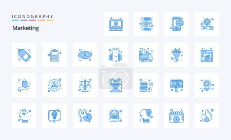 Ilustración de 25 Paquete icono de marketing azul - Imagen libre de derechos