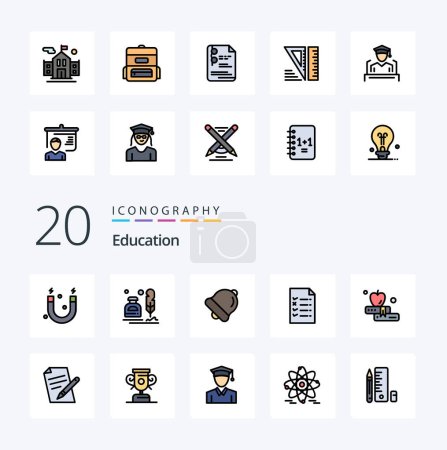 Illustration for 20 Education Line Filled Color icon Pack like education apple  education document - Royalty Free Image