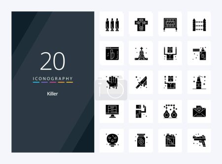Illustration for 20 Killer Solid Glyph icon for presentation - Royalty Free Image