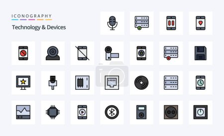Illustration for 25 Devices Line Filled Style icon pack - Royalty Free Image