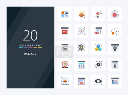 Illustration for 20 Web Pack Flat Color icon for presentation - Royalty Free Image