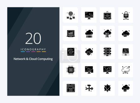 Illustration for 20 Network And Cloud Computing Solid Glyph icon for presentation - Royalty Free Image