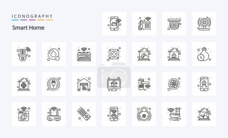 Illustration for 25 Smart Home Line icon pack - Royalty Free Image