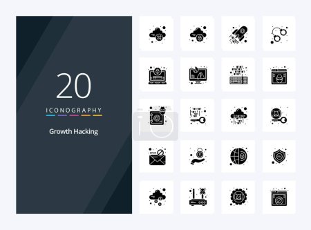 Téléchargez les illustrations : 20 Hacking icône Glyphe solide pour la présentation - en licence libre de droit
