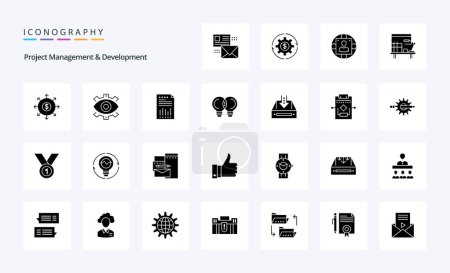 Illustration for 25 Project Management And Development Solid Glyph icon pack - Royalty Free Image