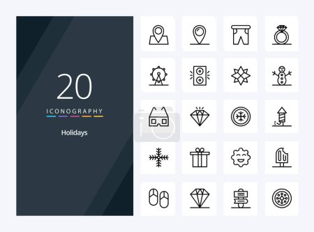 Illustration for 20 Holidays Outline icon for presentation - Royalty Free Image