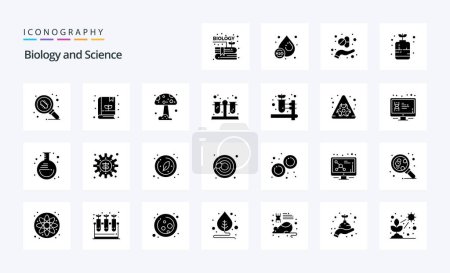 Illustration for 25 Biology Solid Glyph icon pack - Royalty Free Image