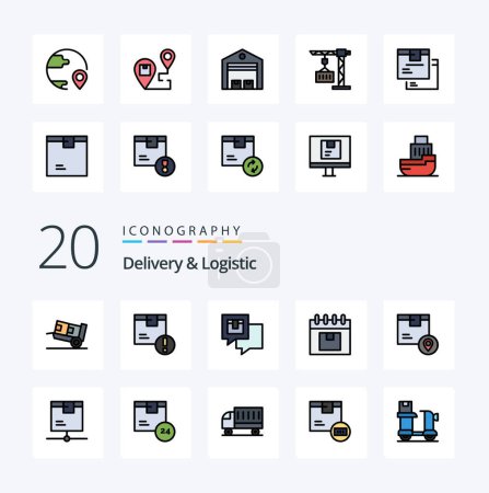 Illustration for 20 Delivery And Logistic Line Filled Color icon Pack like management calendar logistic shipping feedback - Royalty Free Image