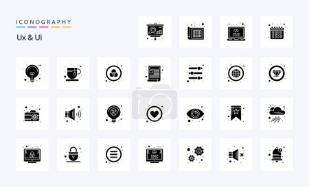 Ilustración de Paquete de icono de glifo sólido de 25 Ux y Ui - Imagen libre de derechos