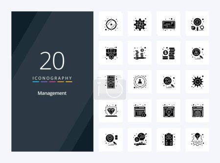 Illustration for 20 Management Solid Glyph icon for presentation - Royalty Free Image