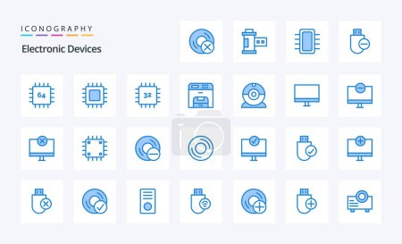Ilustración de 25 Dispositivos Paquete icono azul - Imagen libre de derechos