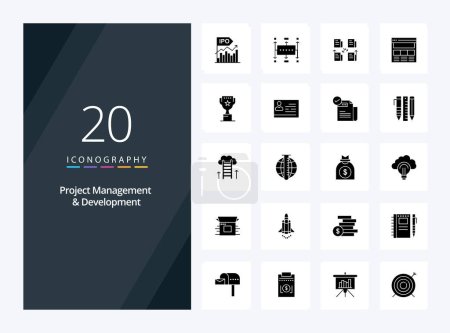 Ilustración de 20 Icono de glifo sólido de gestión y desarrollo de proyectos para presentación - Imagen libre de derechos