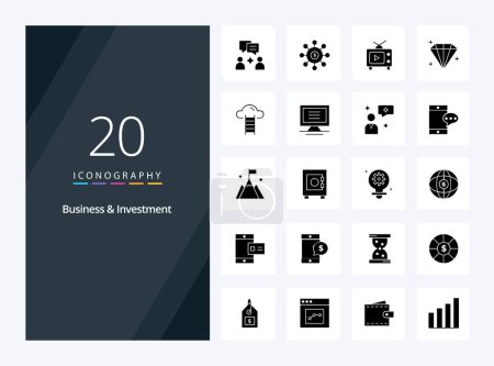 Illustration for 20 Business And Investment Solid Glyph icon for presentation - Royalty Free Image