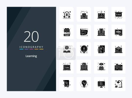 Illustration for 20 Learning Solid Glyph icon for presentation - Royalty Free Image