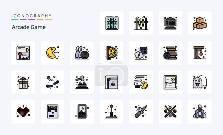Illustration for 25 Arcade Line Filled Style icon pack - Royalty Free Image